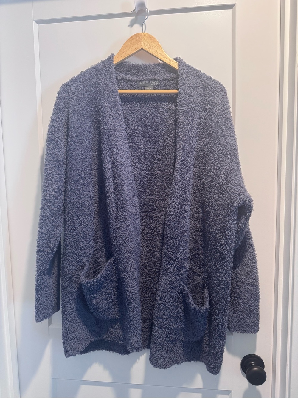 Barefoot Dreams Open-Front Plush Cardigan Sweater - Blue